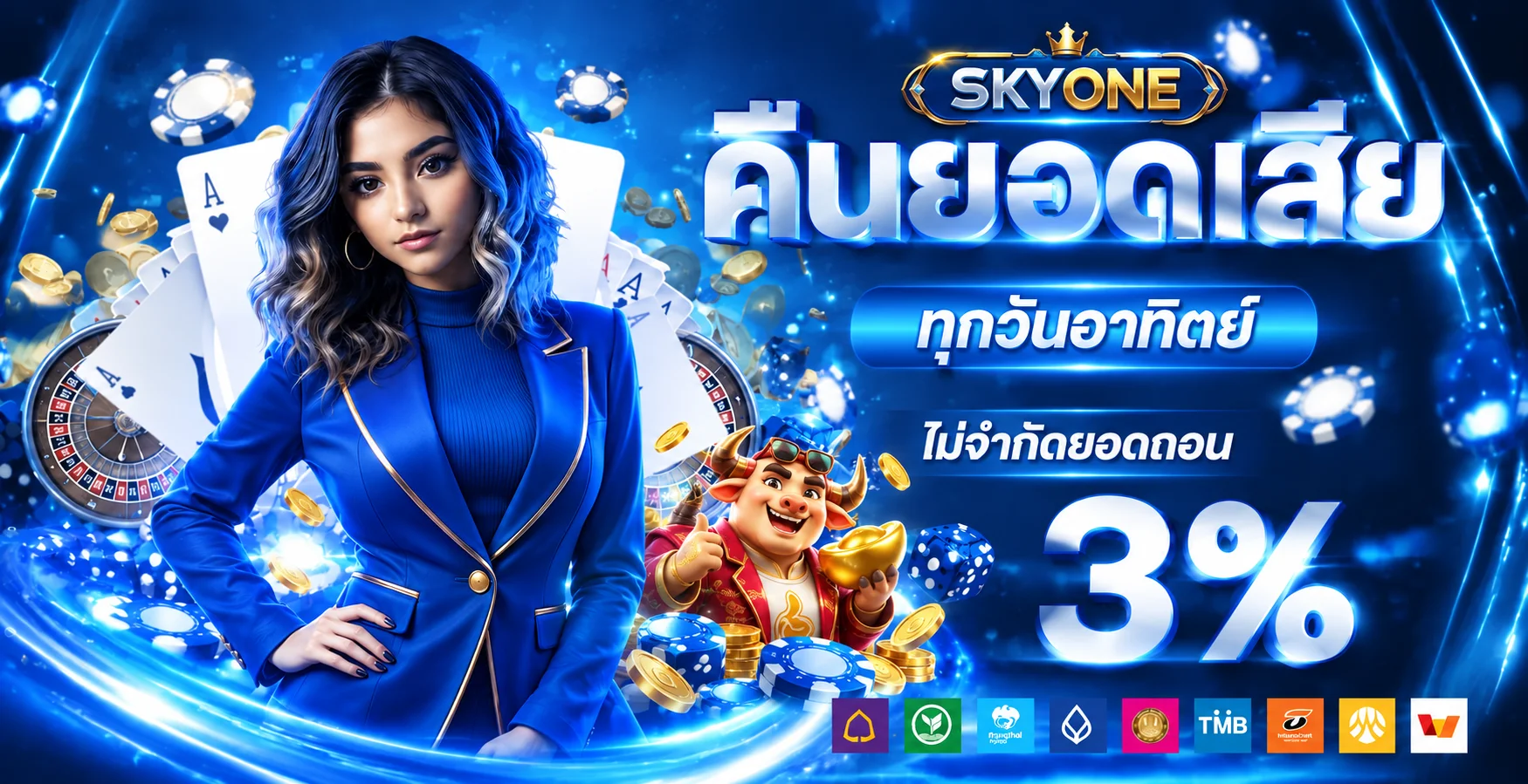 SKYONE คาสิโนออนไลน์ เว็บตรง สล็อต บาคาร่า 24 ชม.